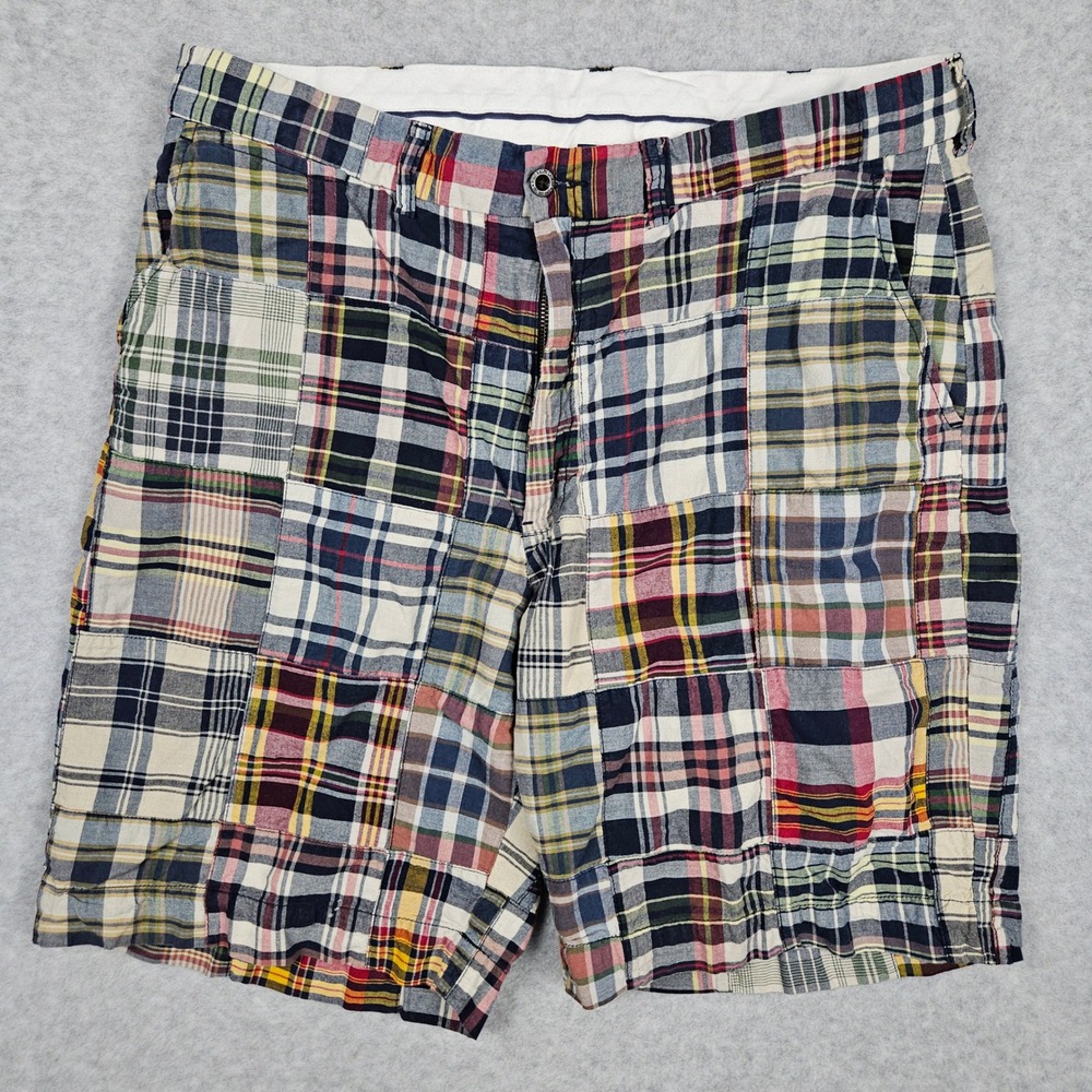 Polo Ralph Lauren Men's 35 Multi Patchwork Plaid Madras 9" Shorts Preppy Y2K